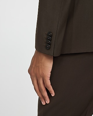 Slim Brown Wool-Blend Washable Modern Tech Suit Jacket