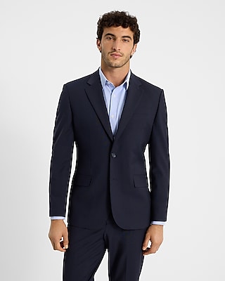 Classic Dark Navy Wool-Blend Modern Tech Suit Jacket