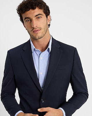 Classic Dark Navy Wool-Blend Modern Tech Suit Jacket