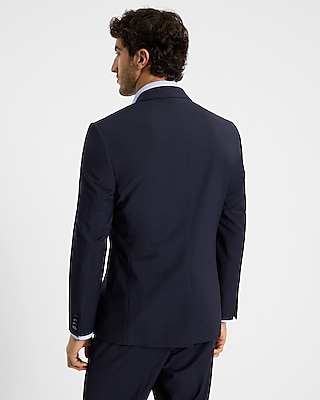 Classic Dark Navy Wool-Blend Modern Tech Suit Jacket