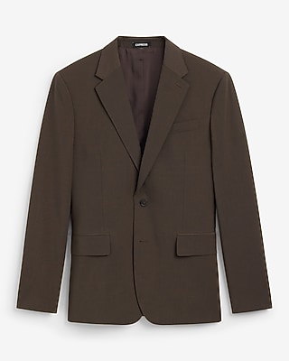 Slim Brown Wool-Blend Washable Modern Tech Suit Jacket