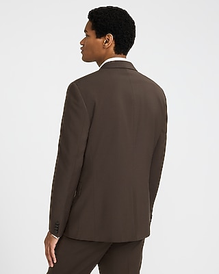Slim Brown Wool-Blend Washable Modern Tech Suit Jacket