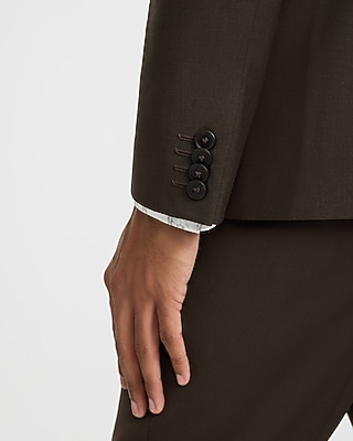 Slim Brown Wool-Blend Washable Modern Tech Suit Jacket