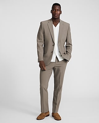 Slim Taupe Wool-Blend Washable Modern Tech Suit Jacket