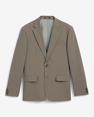 Slim Taupe Wool-Blend Washable Modern Tech Suit Jacket