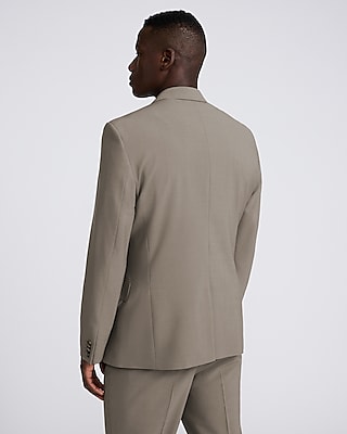 Slim Taupe Wool-Blend Washable Modern Tech Suit Jacket