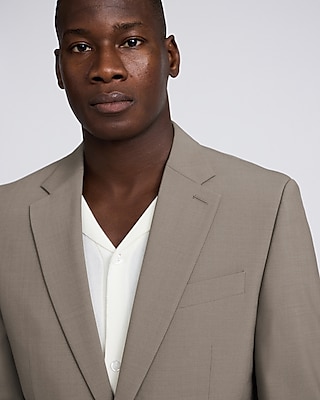 Slim Taupe Wool-Blend Washable Modern Tech Suit Jacket