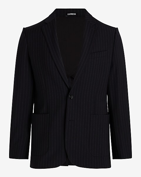 Express Men, Extra Slim Black Striped Seersucker Suit Jacket in Black  Print