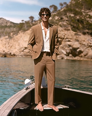 Slim Taupe Wool-blend Washable Modern Tech Suit Jacket | Express