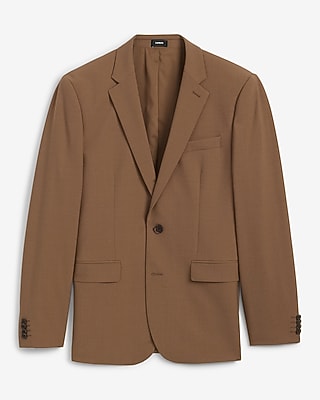 Extra Slim Light Brown Wool-Blend Washable Modern Tech Suit Jacket