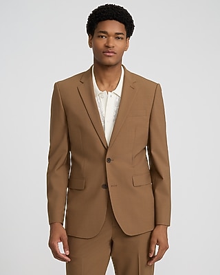 Extra Slim Light Brown Wool-Blend Washable Modern Tech Suit Jacket
