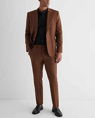 Slim Brown Wool-blend Flannel Suit Jacket | Express