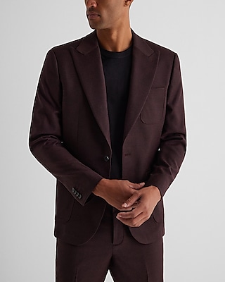 Slim Burgundy Wool-blend Modern Tech Suit Jacket