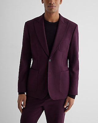 NEW EXPRESS $248 SOLID MAUVE EXTRA SLIM COTTON BLEND SUIT JACKET SZ 36S