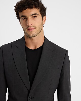 Classic Charcoal Wool-Blend Modern Tech Suit Jacket