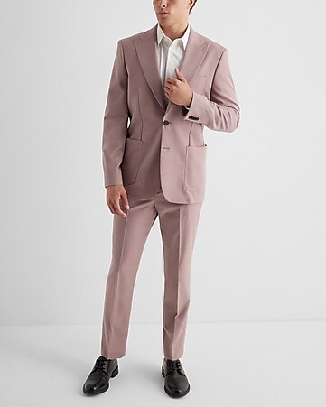 Express Men  Classic Pink Ponte Knit Suit Pant in Iced Mauve