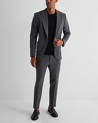 Extra Slim Gray Wool-Blend Flannel Suit Jacket