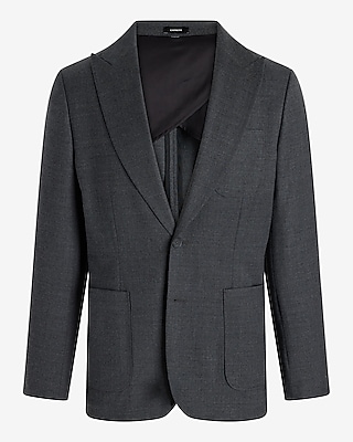 Extra Slim Gray Wool-Blend Flannel Suit Jacket