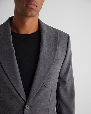 Extra Slim Gray Wool-Blend Flannel Suit Jacket