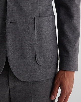 Extra Slim Gray Wool-Blend Flannel Suit Jacket