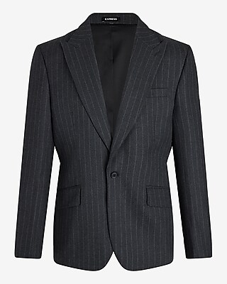 Slim Charcoal Gray Pinstripe Flannel Suit Jacket