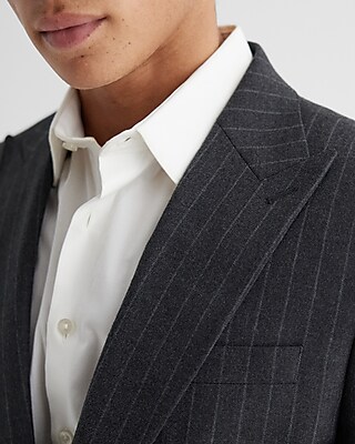 Slim Charcoal Gray Pinstripe Flannel Suit Jacket