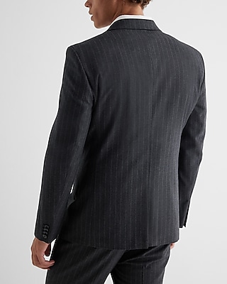 Slim Charcoal Gray Pinstripe Flannel Suit Jacket