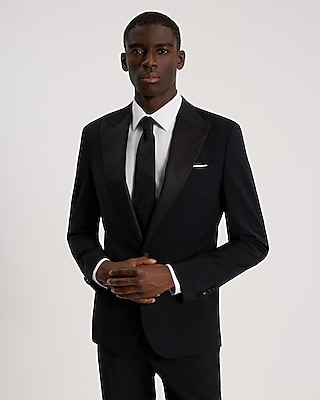 Classic Black Wool-blend Tuxedo Pant