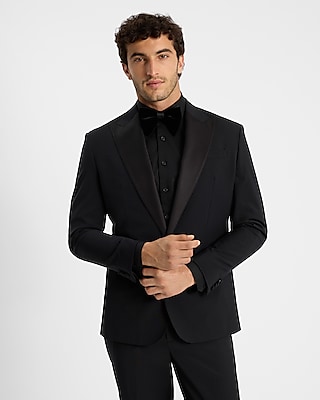 Classic Black Wool-Blend Tuxedo Jacket