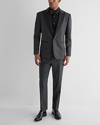 Slim Gray Wool-Blend Tuxedo Jacket