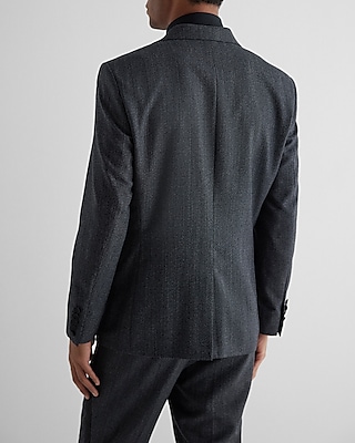 Slim Gray Wool-Blend Tuxedo Jacket