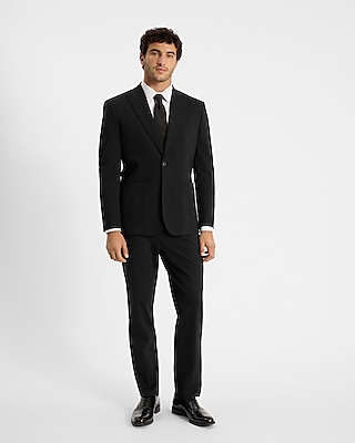 Classic Black Stretch Cotton-Blend Suit Jacket