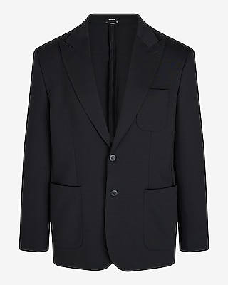 Classic Black Stretch Cotton-Blend Suit Jacket