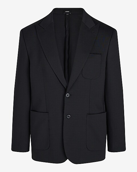 Classic Black Stretch Cotton-blend Suit Jacket | Express