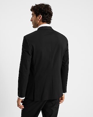 Classic Black Stretch Cotton-Blend Suit Jacket