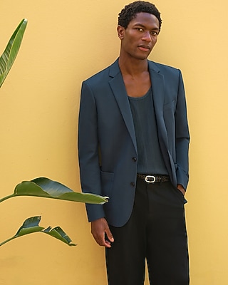 Extra Slim Blue Herringbone Stretch Suit Jacket