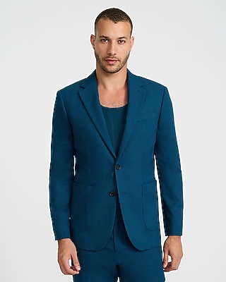 Extra Slim Blue Herringbone Stretch Suit Jacket