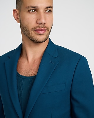 Extra Slim Blue Herringbone Stretch Suit Jacket