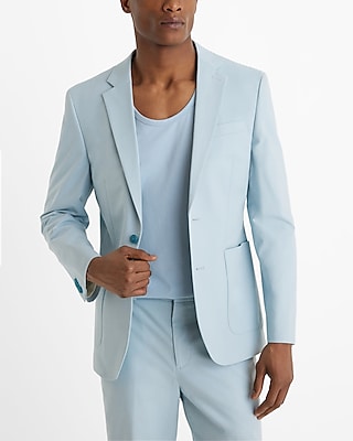 Extra Slim Light Blue Chambray Cotton-Blend Suit Jacket