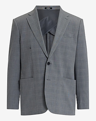 Slim Gray Plaid Everyday Performance Suit Jacket