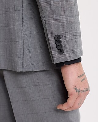 Slim Gray Plaid Everyday Performance Suit Jacket