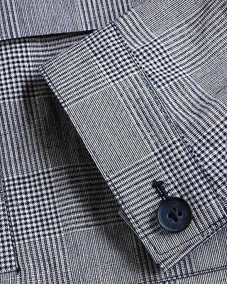 Slim Blue Plaid Linen-Blend Shirt Jacket