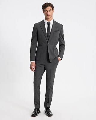 Slim Charcoal Stretch Knit Suit Jacket
