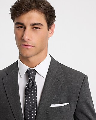 Slim Charcoal Stretch Knit Suit Jacket