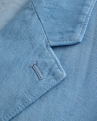 Slim Light Blue Linen-Blend Suit Jacket