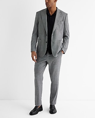 Slim Plaid Knit Suit Jacket