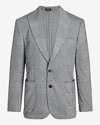 Slim Plaid Knit Suit Jacket