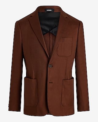 Extra Slim Brown Linen-Blend Suit Jacket