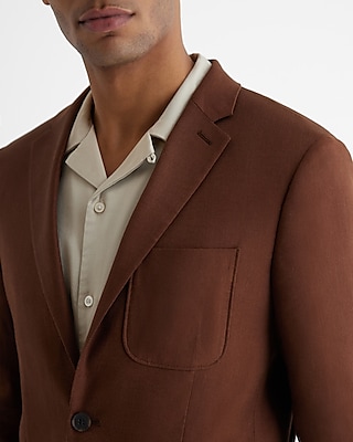 Extra Slim Brown Linen-Blend Suit Jacket