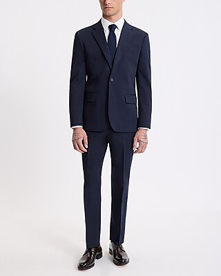 Slim Dark Navy Cotton-Blend Suit Jacket